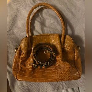 Patricia Nash Tan Crocodile-Embossed Shoulder Bag